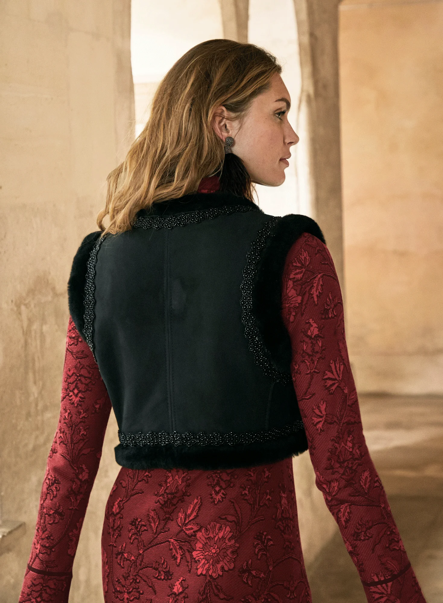 Beaded Shearling Waistcoat - Image 2