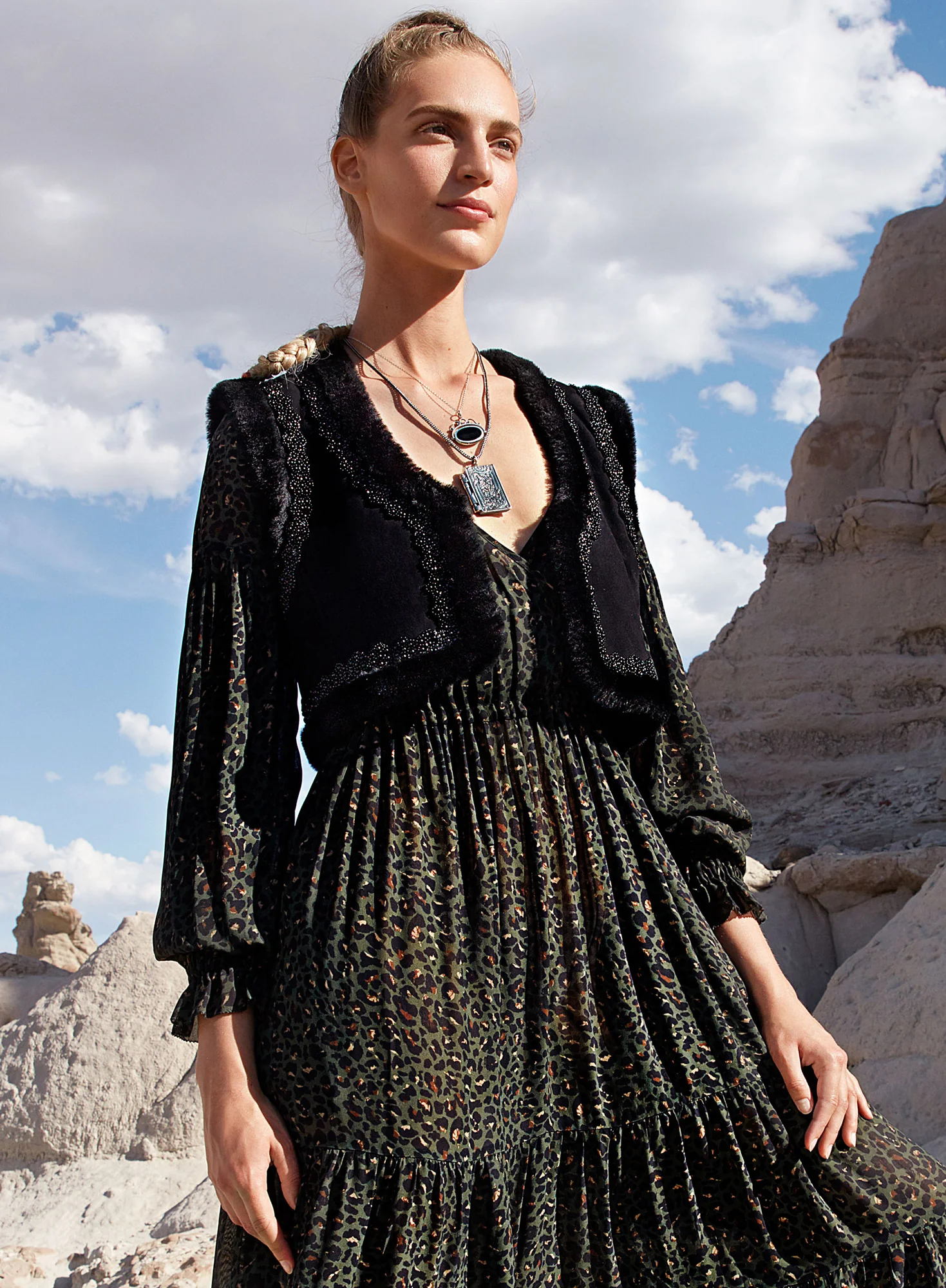 Beaded Shearling Waistcoat