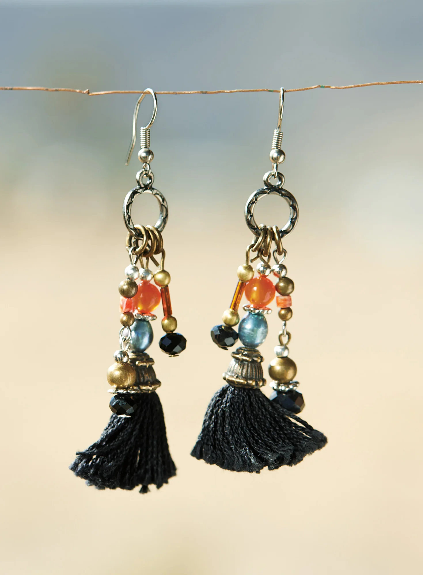 Black Tassel Earrings - Image 3