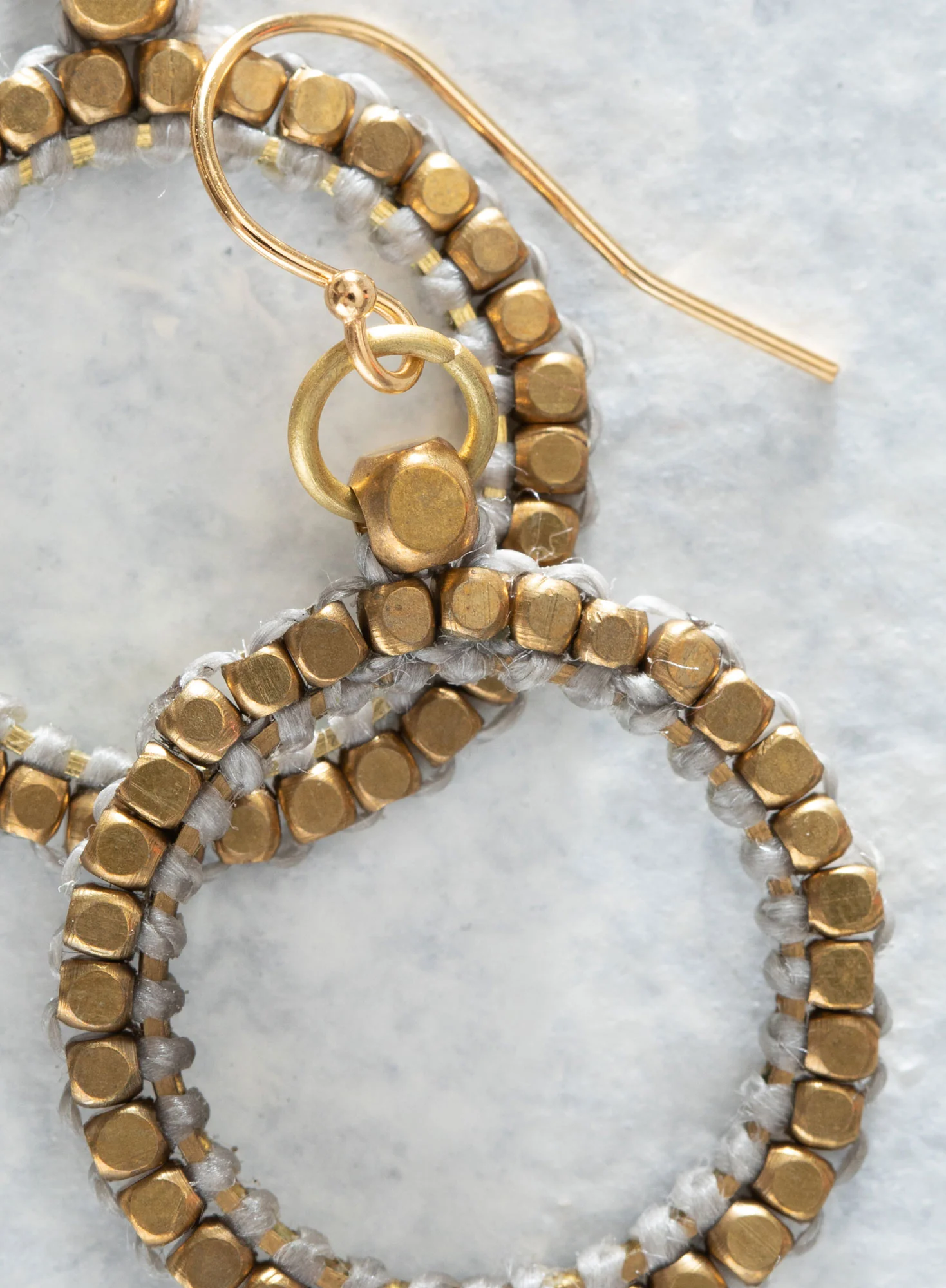 Brass Nugget Circlet Earrings - Image 2