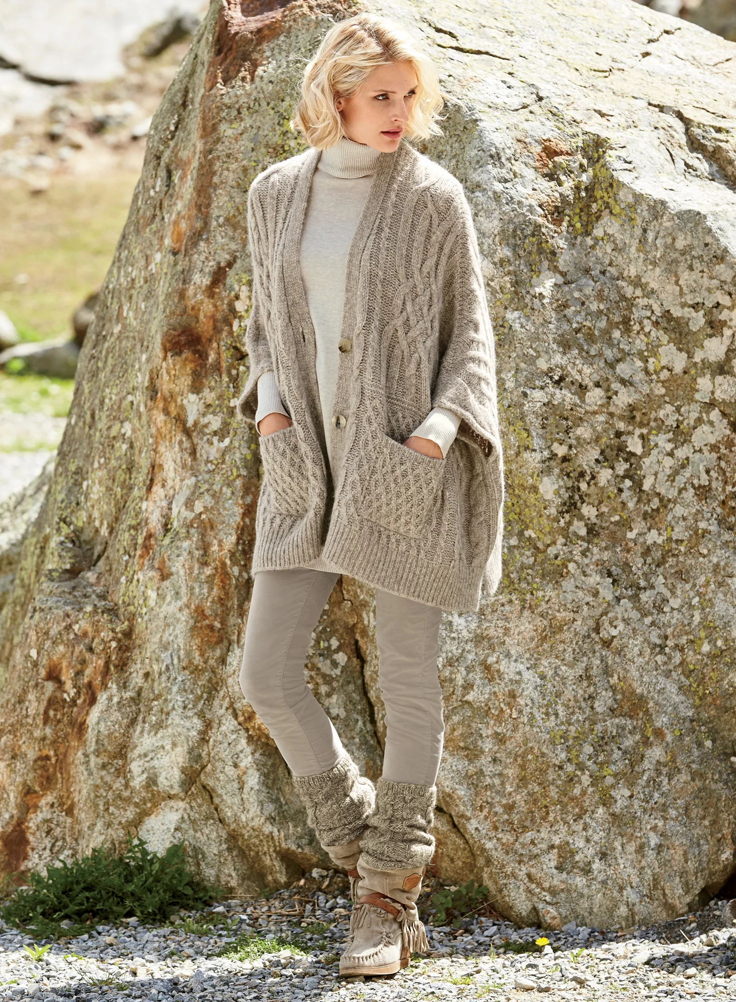 Cabled Poncho Cardigan