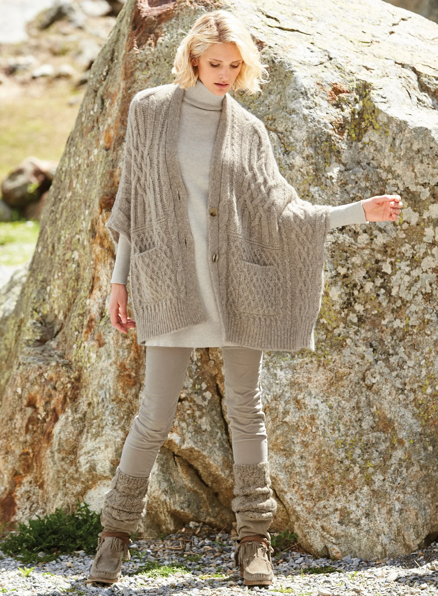 Cabled Poncho Cardigan - Image 5