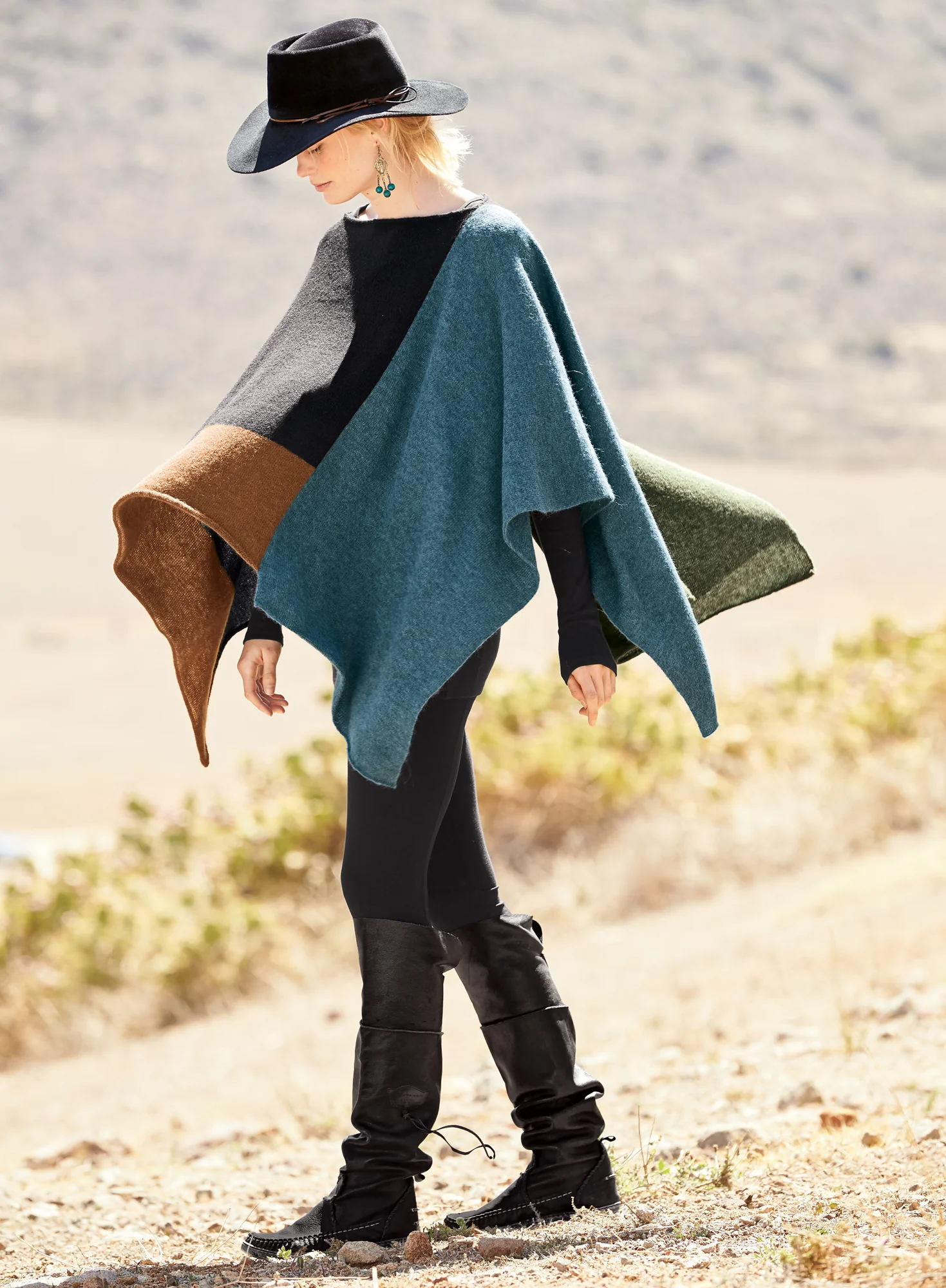 Colorblock Poncho