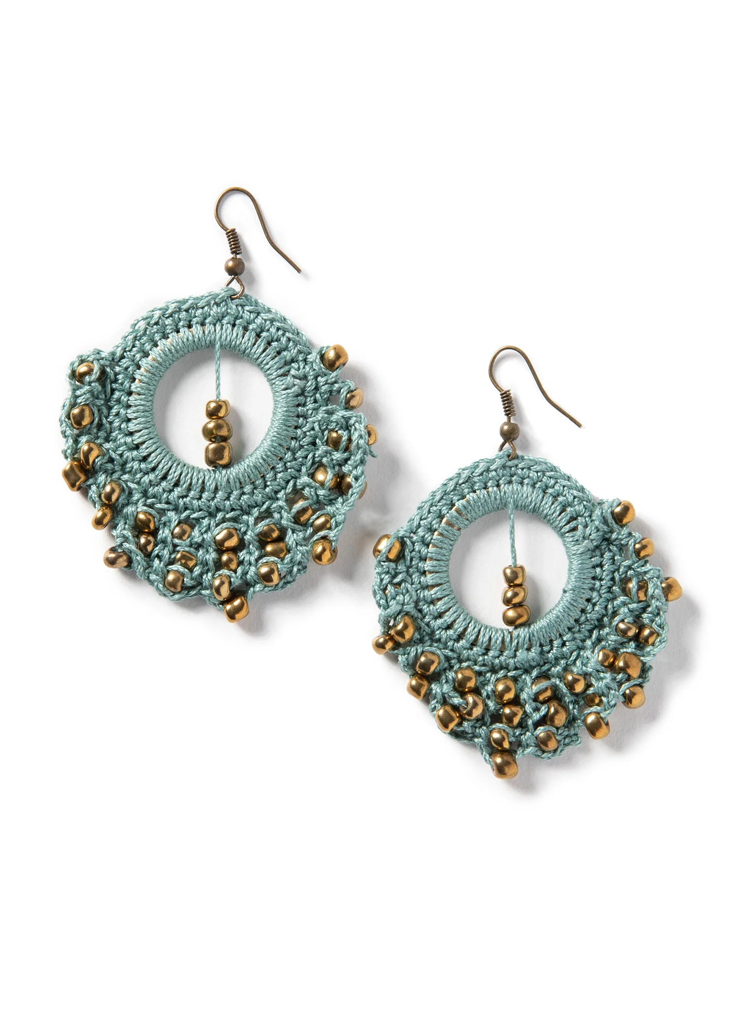 Crocheted Peacock Earrings