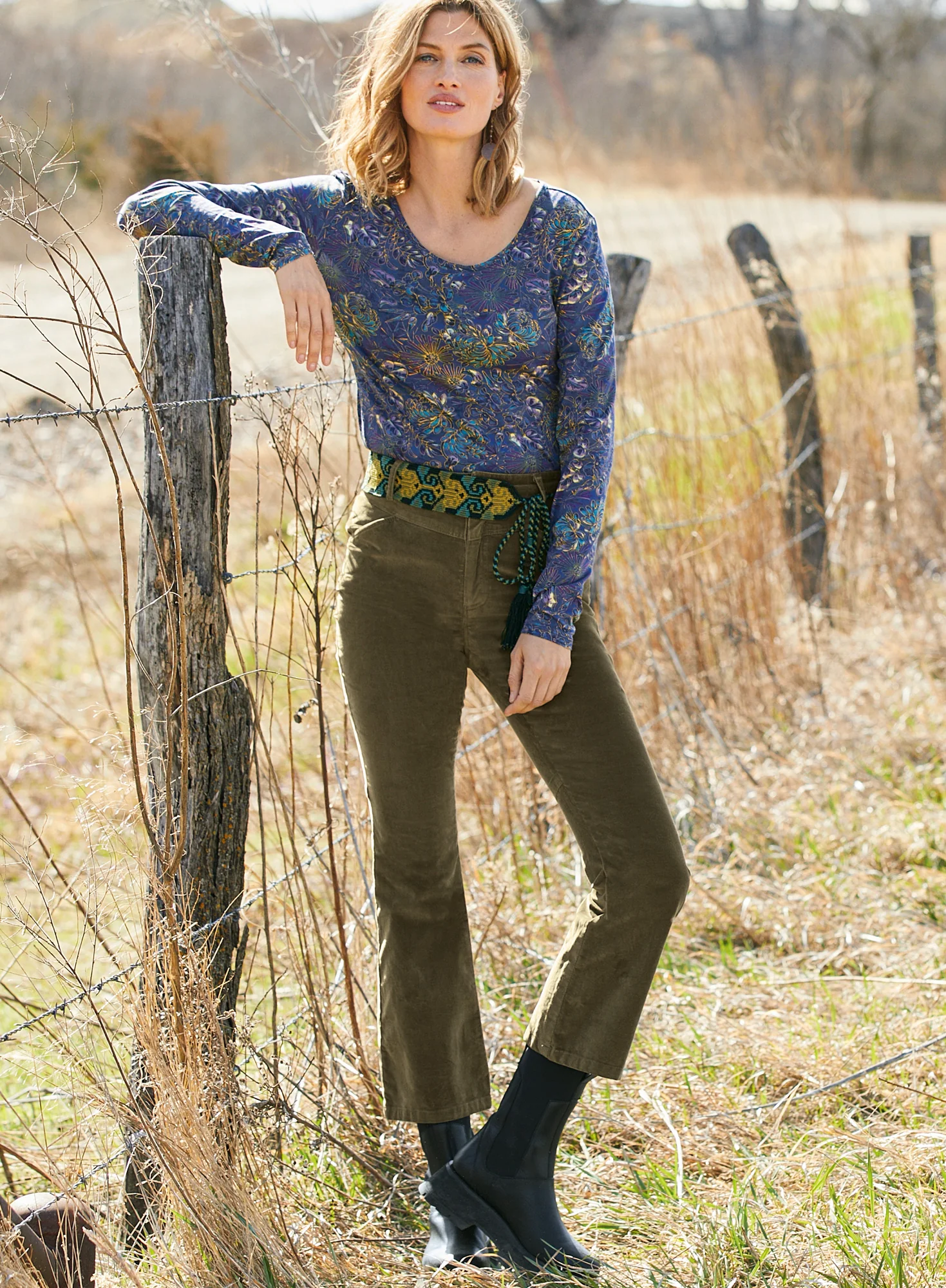 Cropped Velveteen Jeans