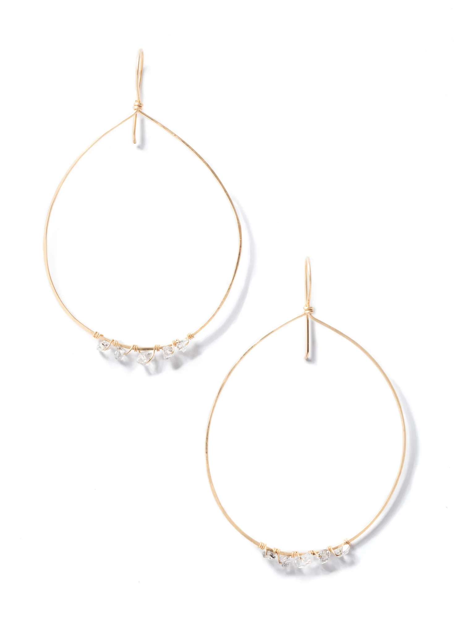 Crystal And Wire Loop Earrings