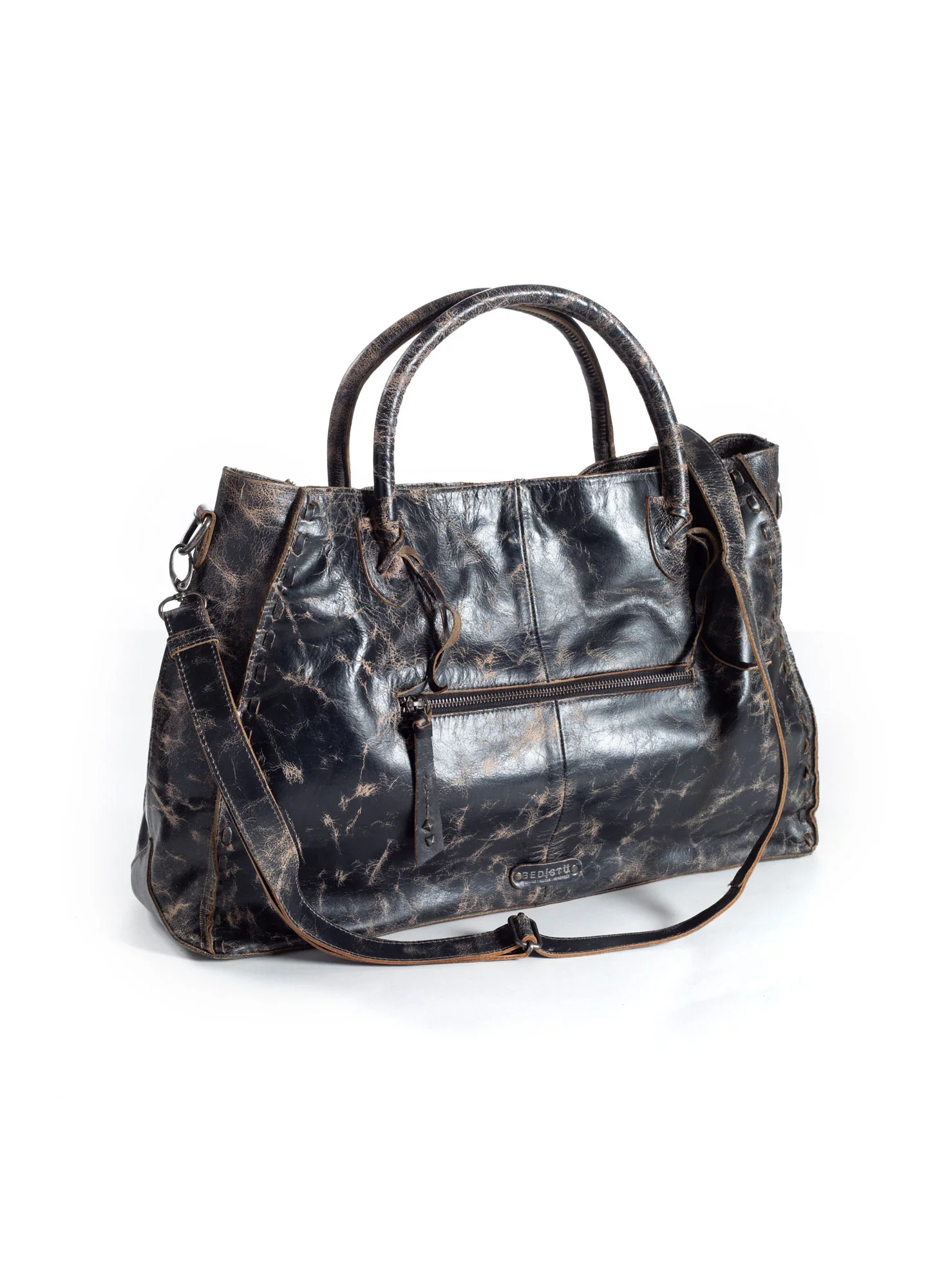 Distressed Leather Satchel