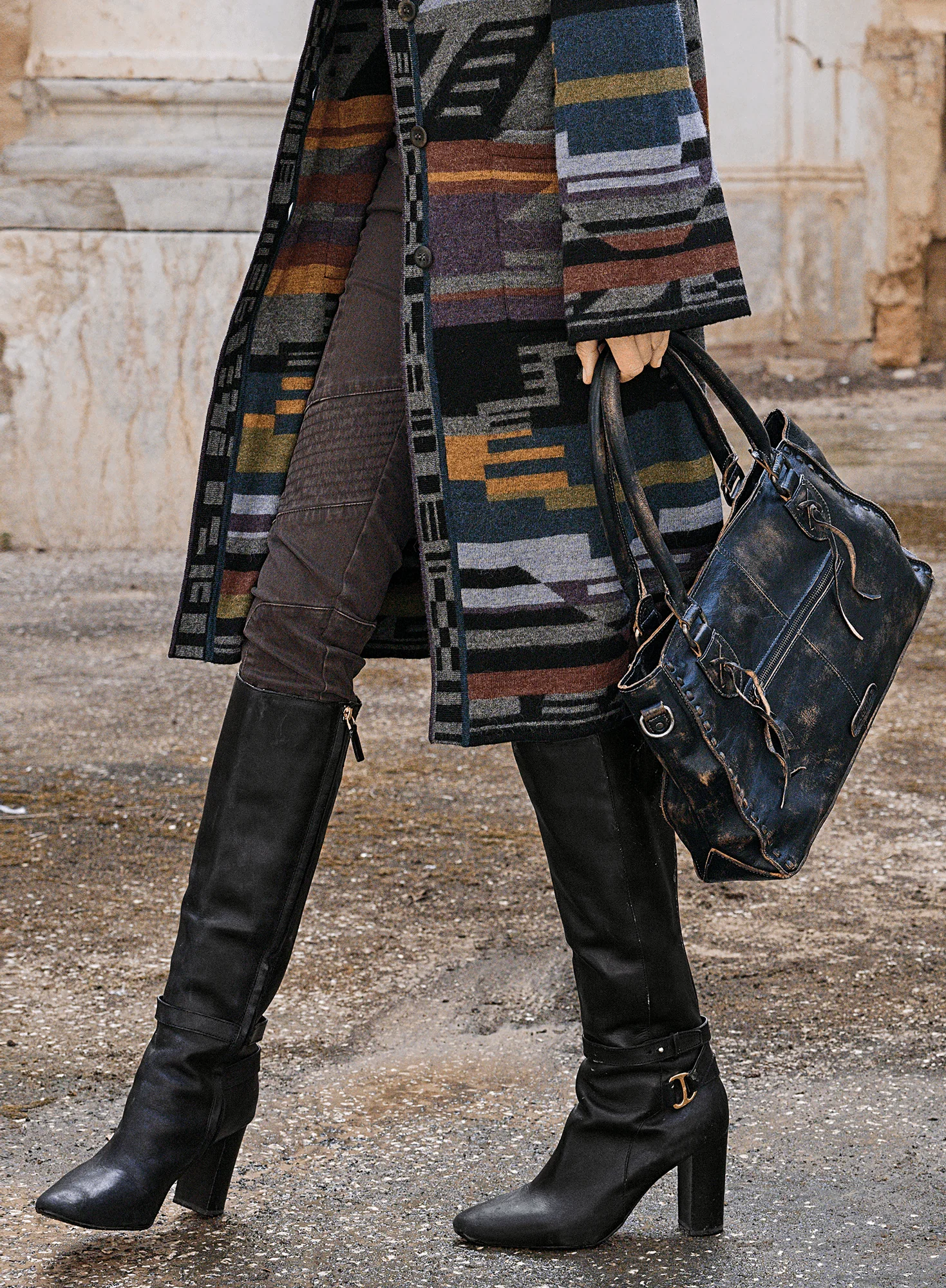 Distressed Leather Satchel - Image 6