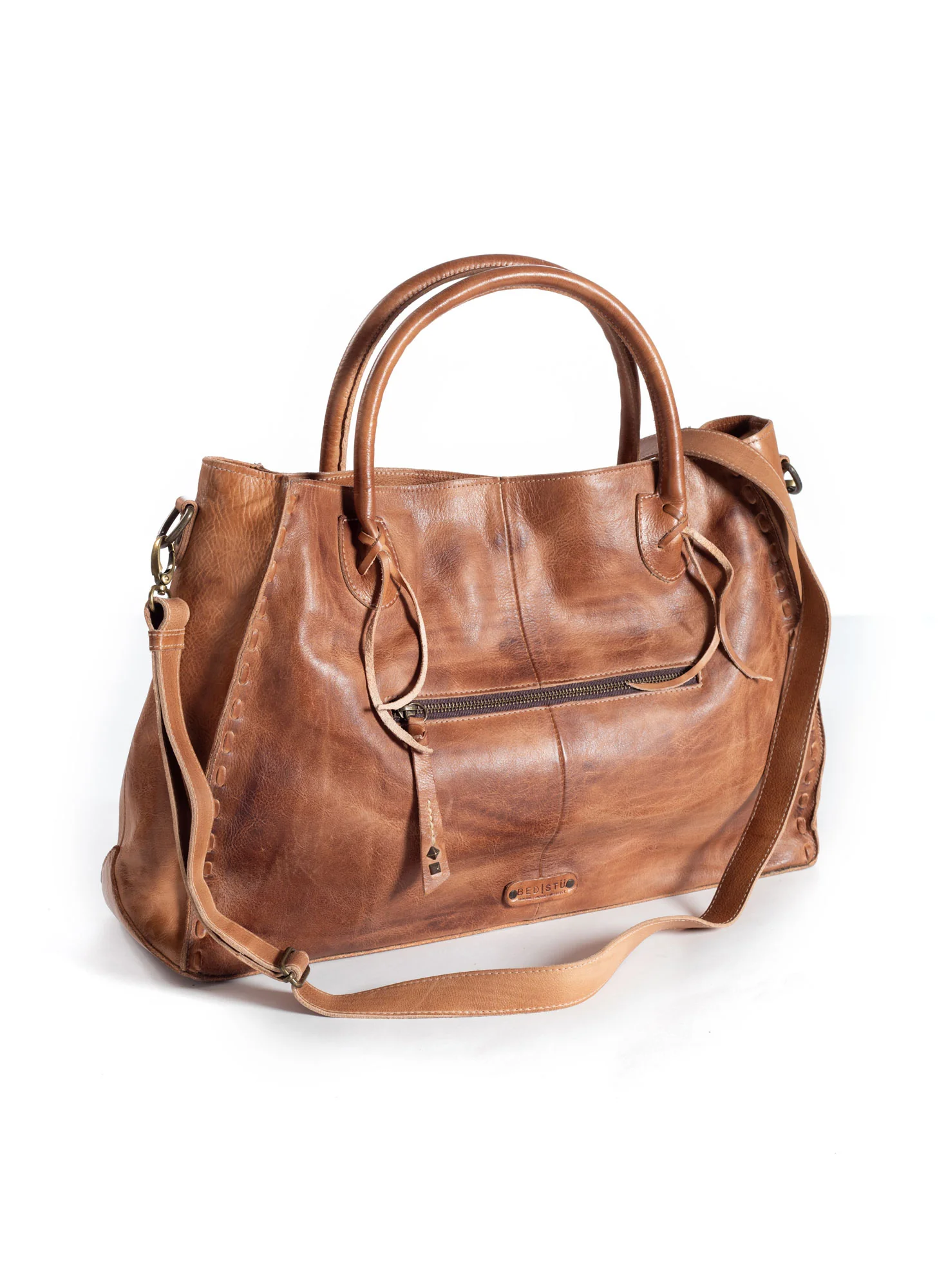 Distressed Leather Satchel - Image 6