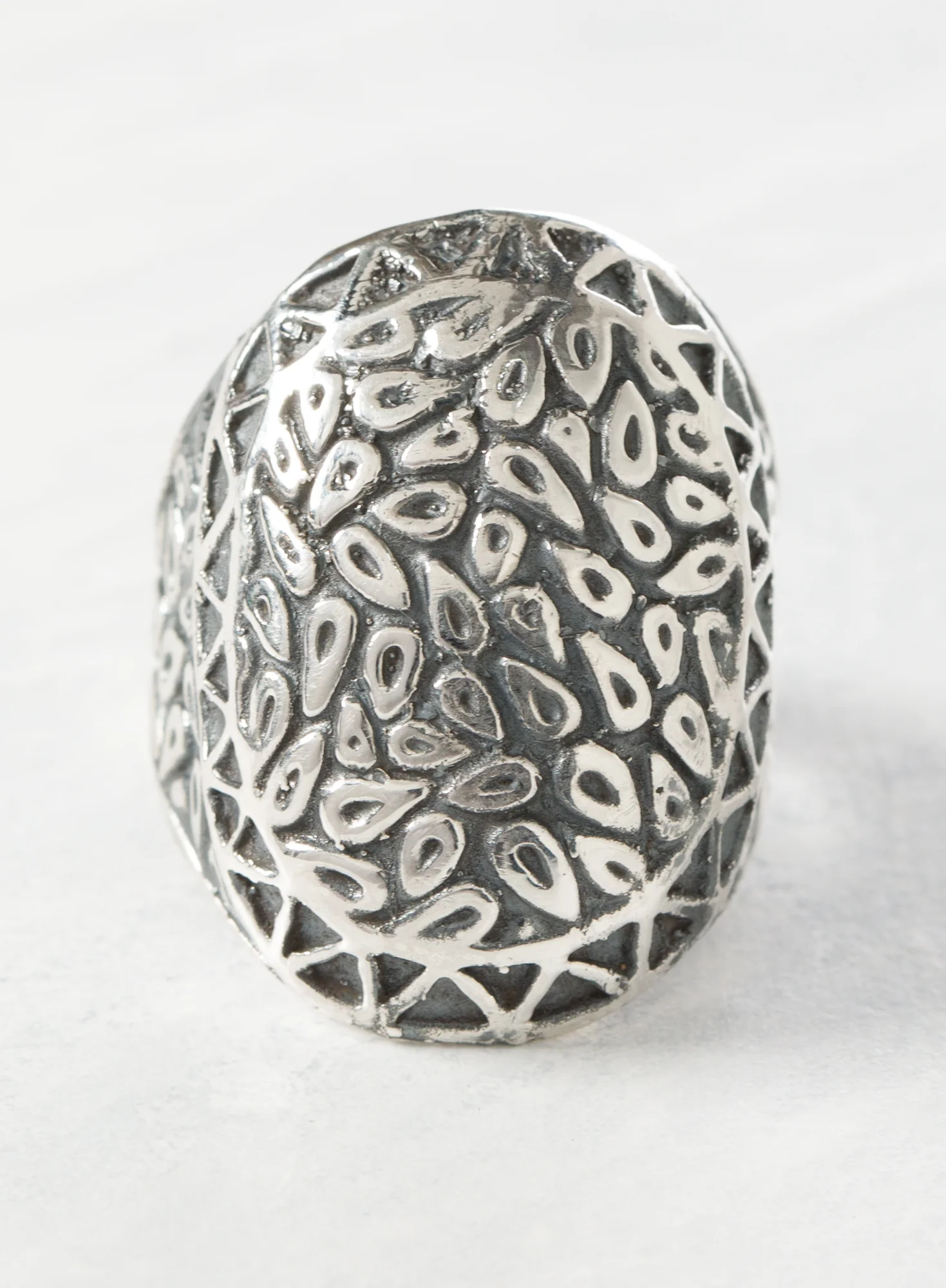Engraved Foliage Cocktail Ring - Image 2