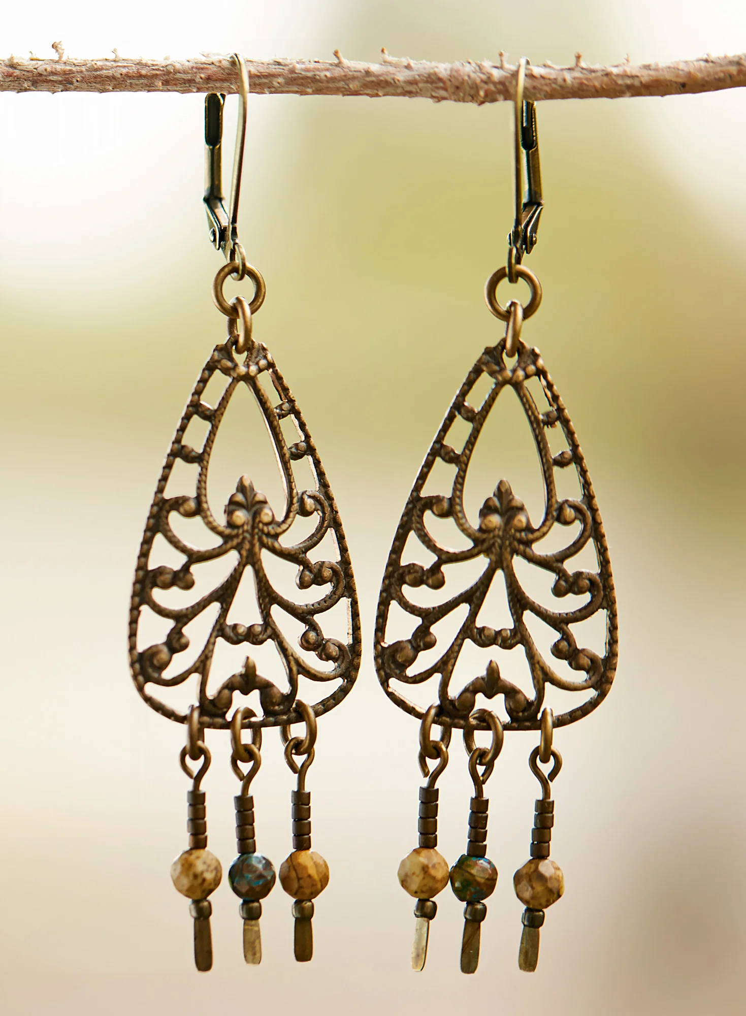 Filigree Teardrop Earrings - Image 3