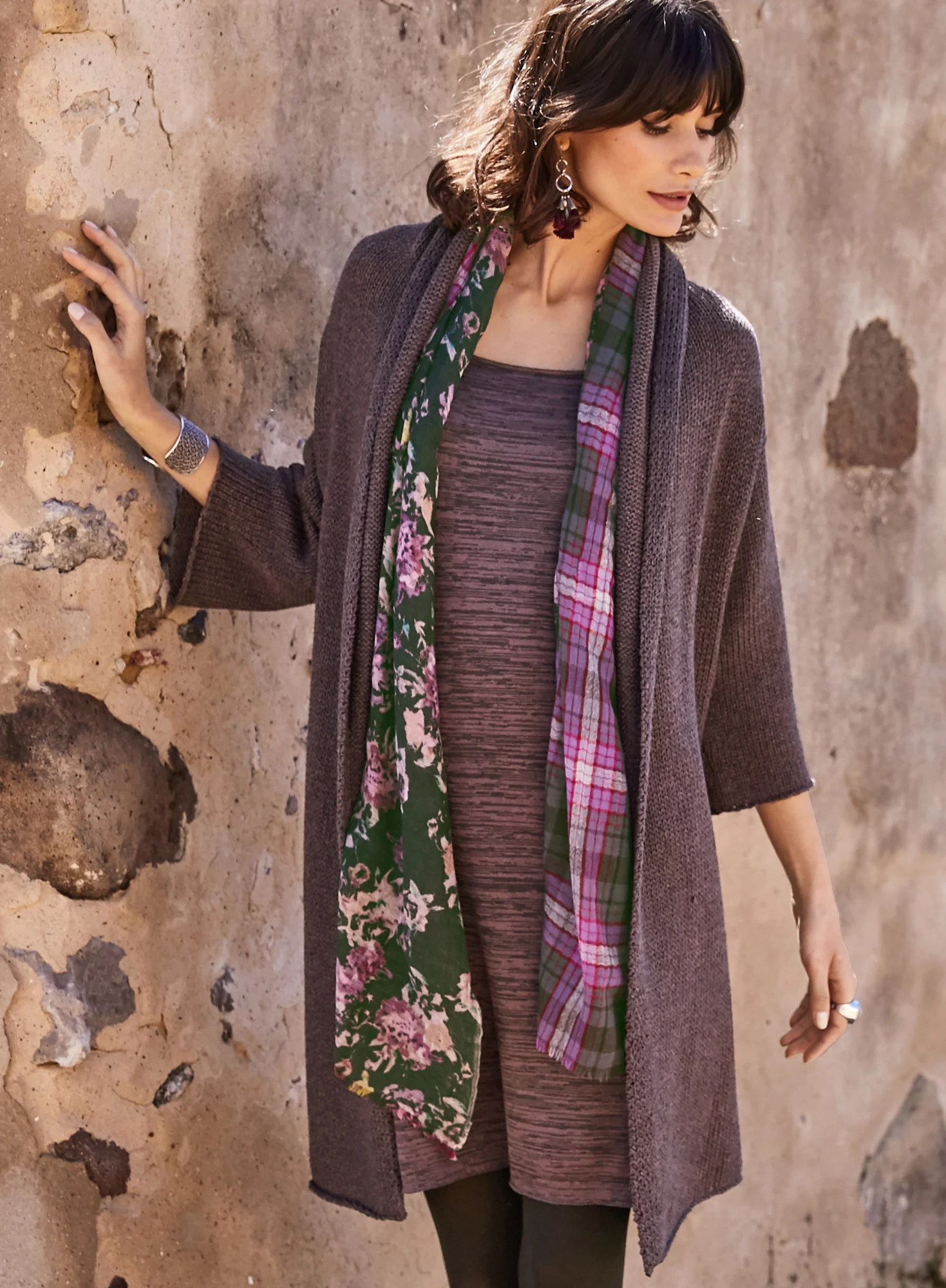 Floral Plaid Scarf - Image 3
