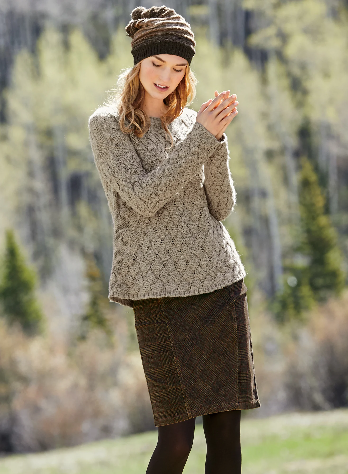 Glen Plaid Moleskin Skirt