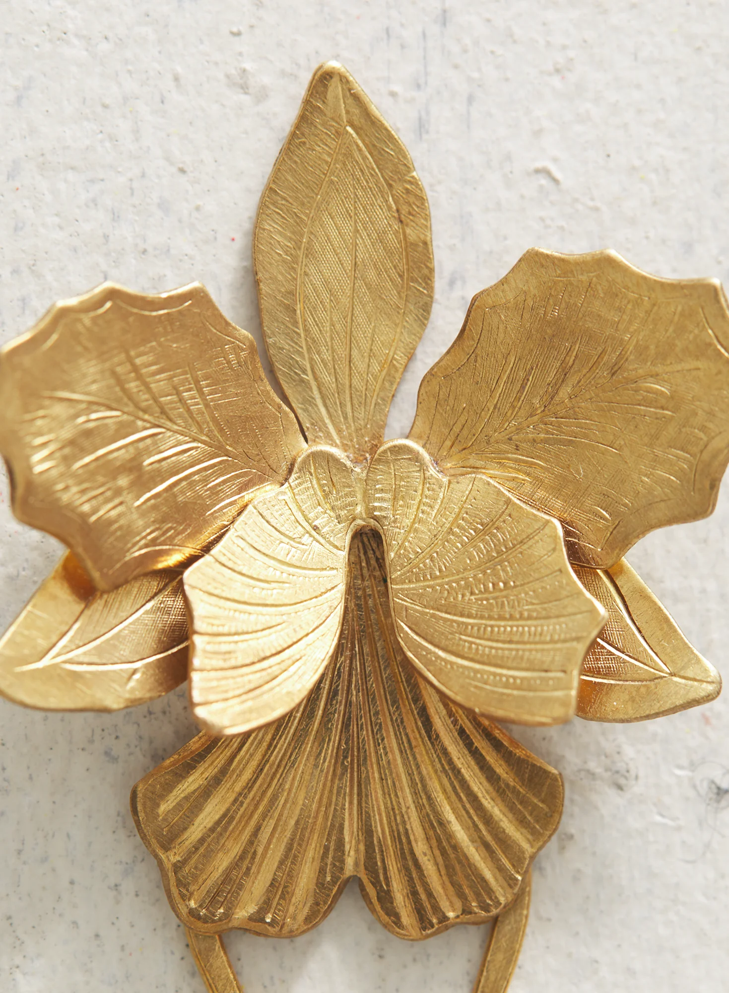 Golden Brass Orchid Hair Pin - Image 3