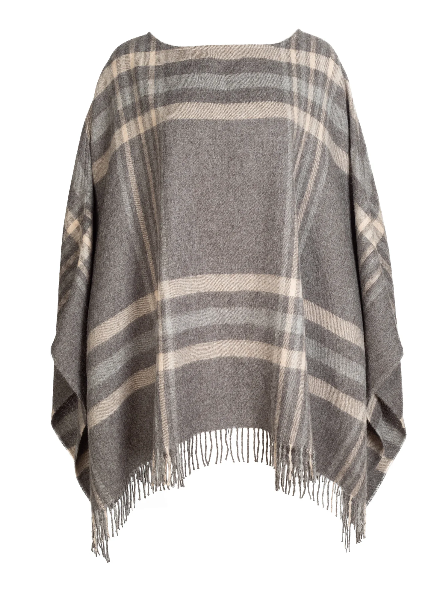 Grey Plaid Poncho - Image 2