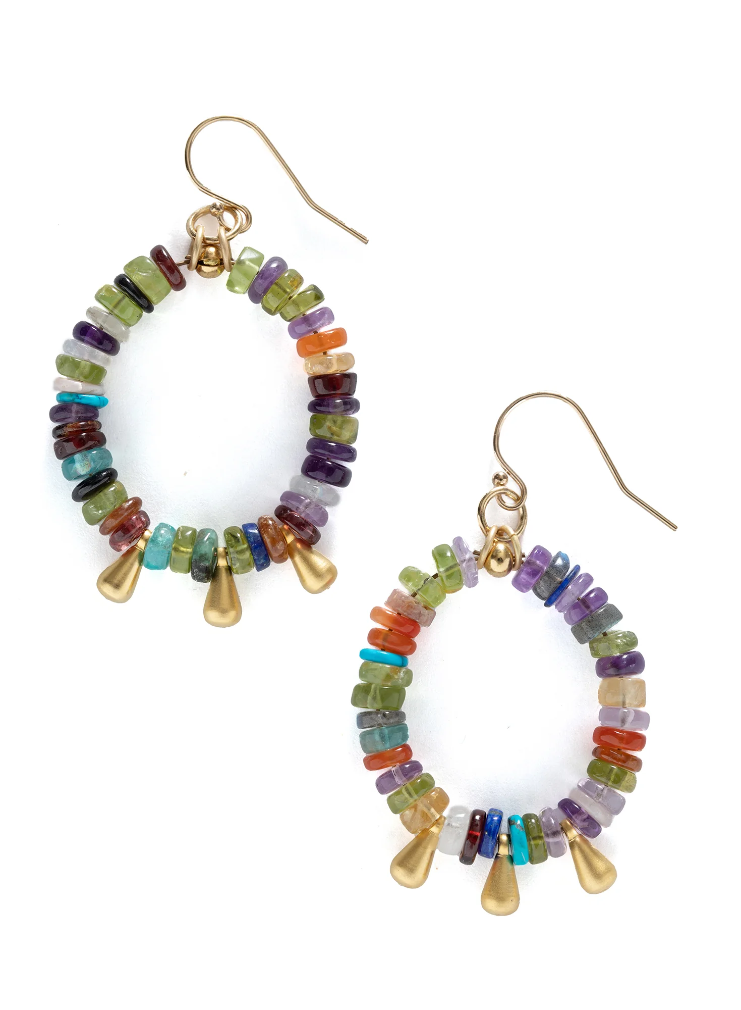 Heishi Stone Disk Loop Earrings