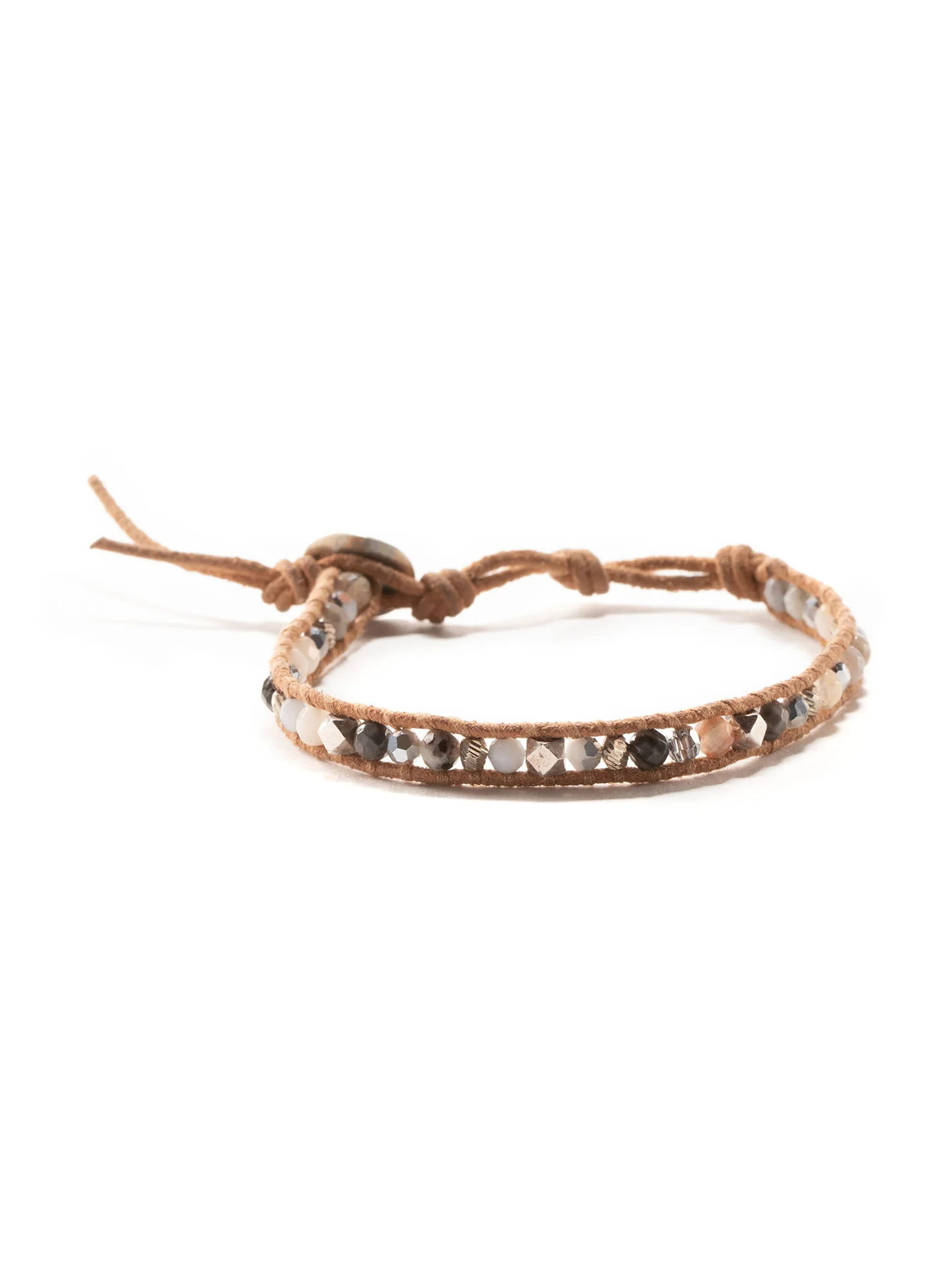 Leather And Stone Bracelet