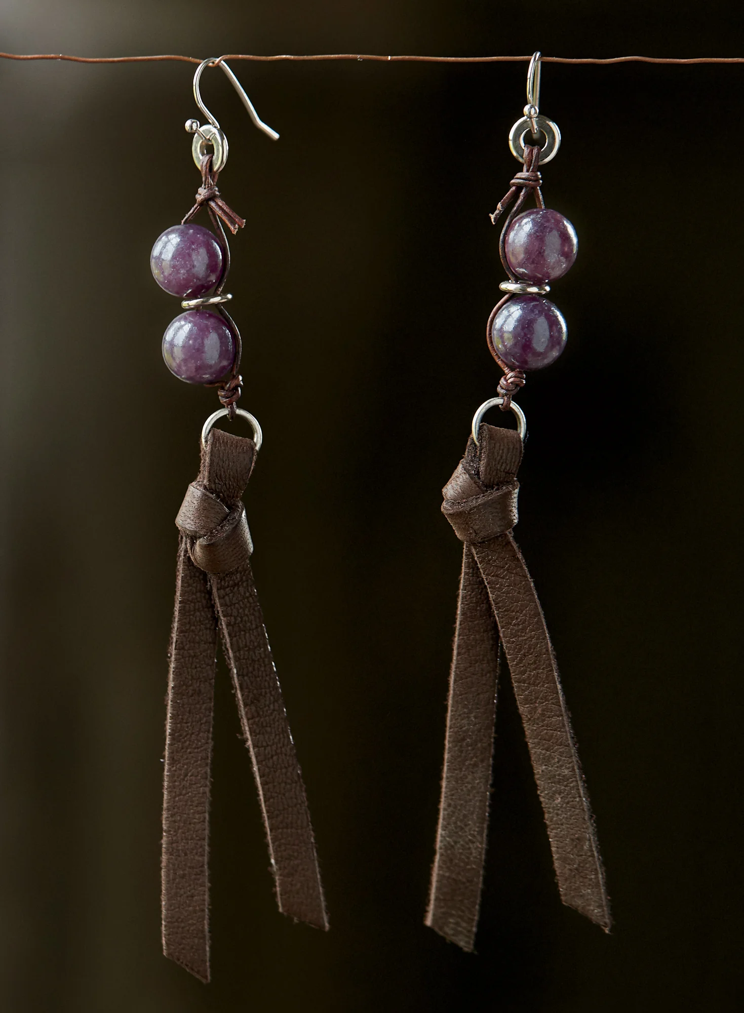 Leather Tassel Earrings - Image 2