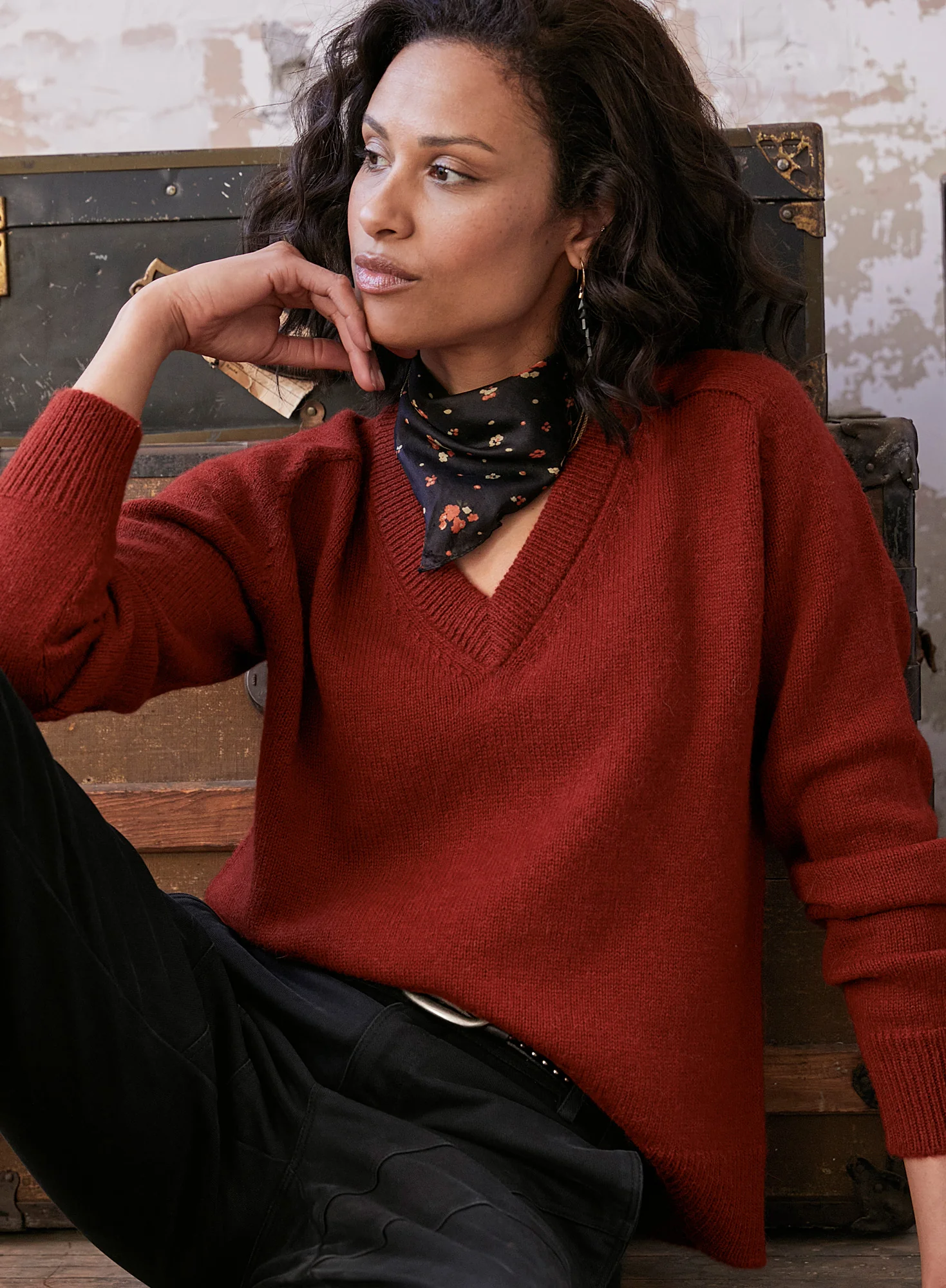 Luxe Alpaca V-Neck Sweatshirt - Image 6
