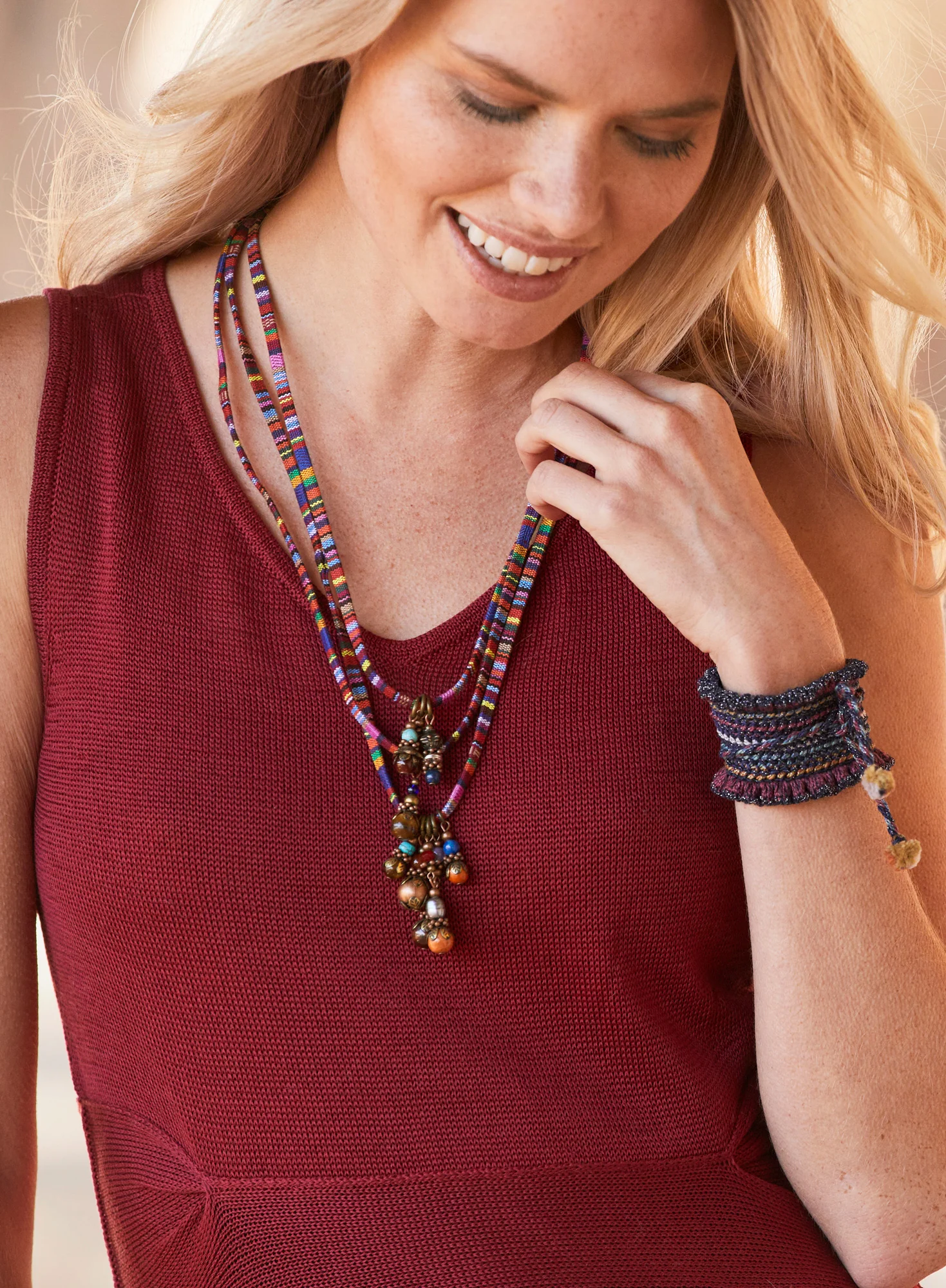 Manta-Striped Beaded Necklace - Image 2