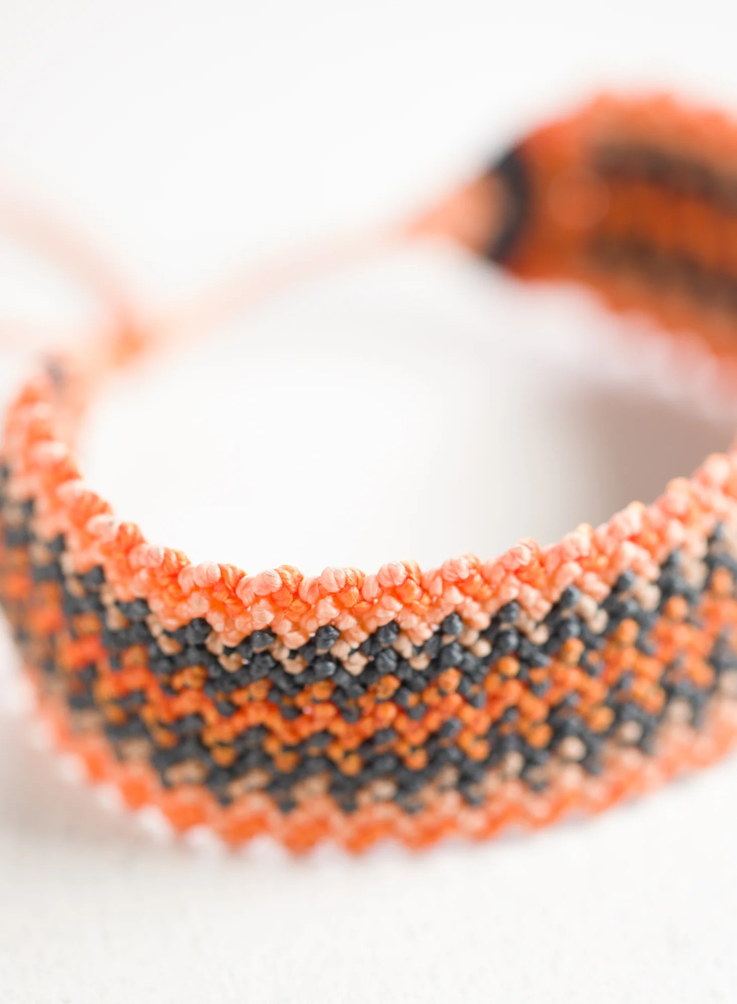 Orange/Grey Macrame Bracelet - Image 2