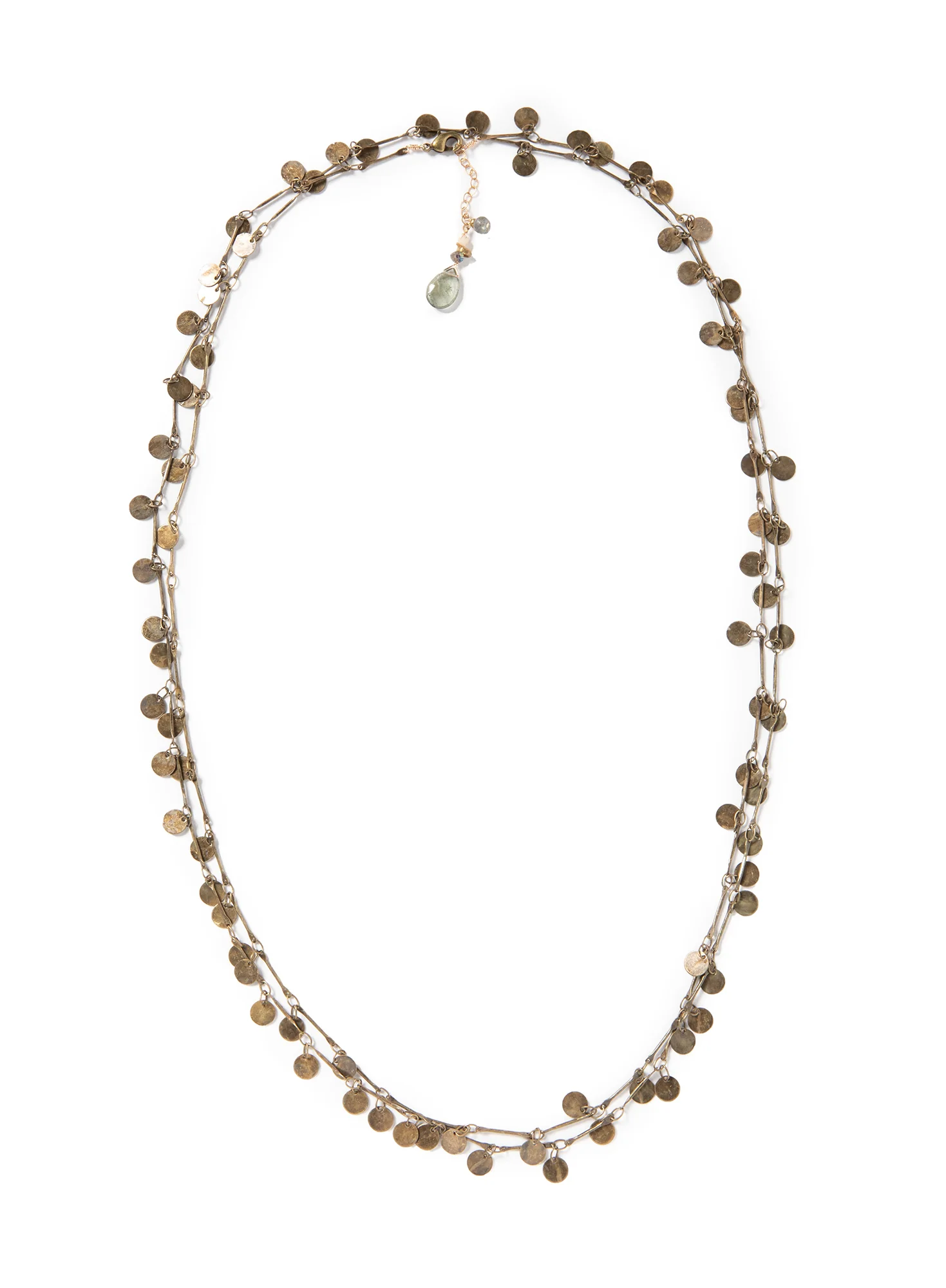 Oxidized Brass Paillette Necklace - Image 2