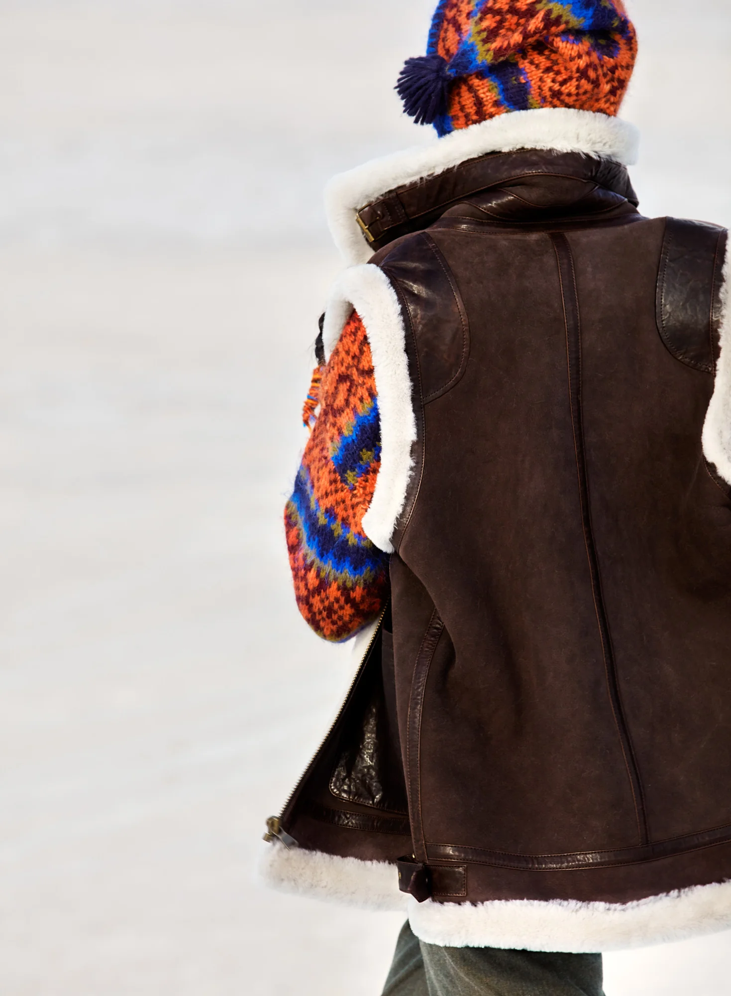 Patch Pocket Shearling Vest - Image 2