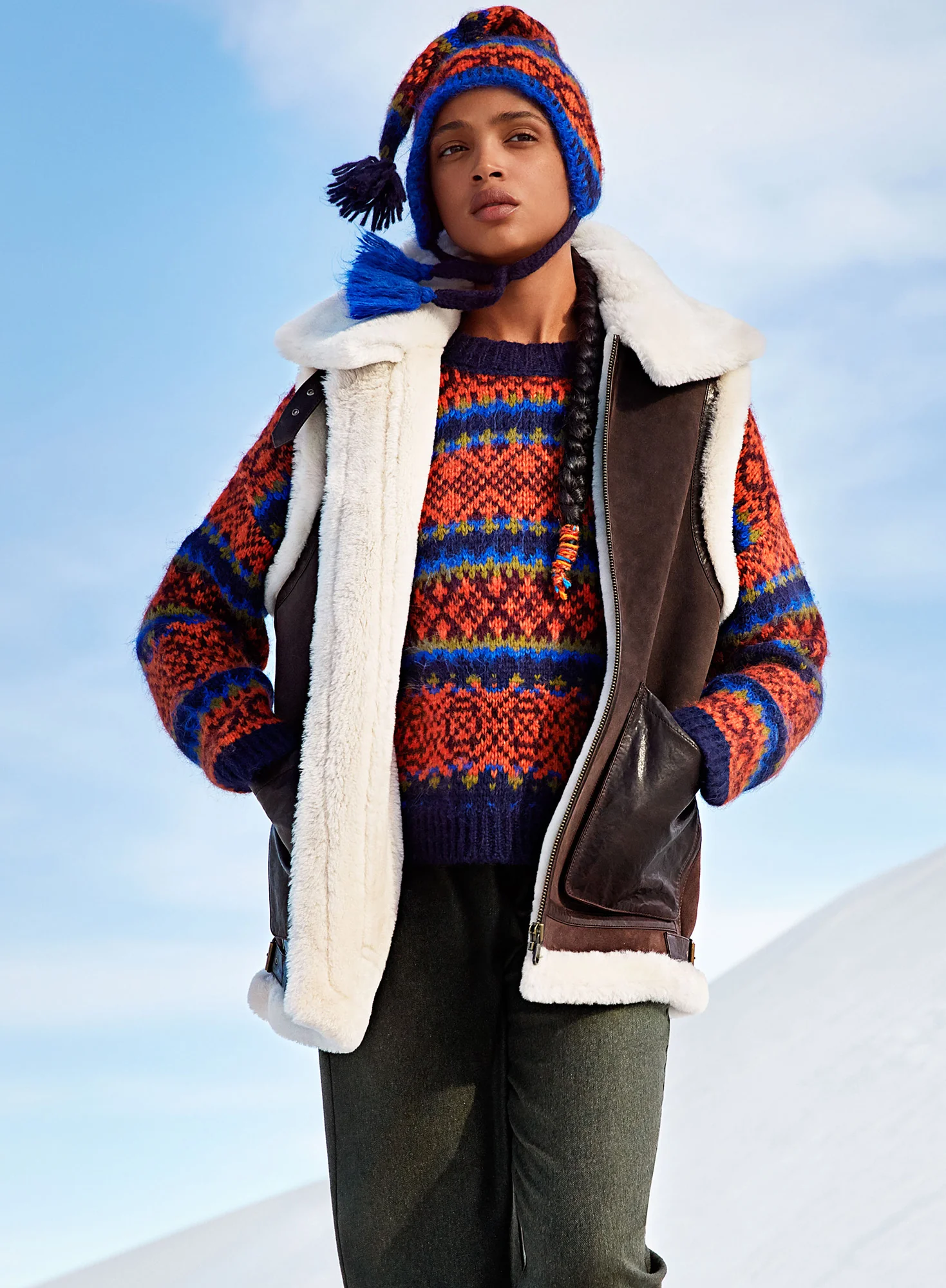 Patch Pocket Shearling Vest - Image 5