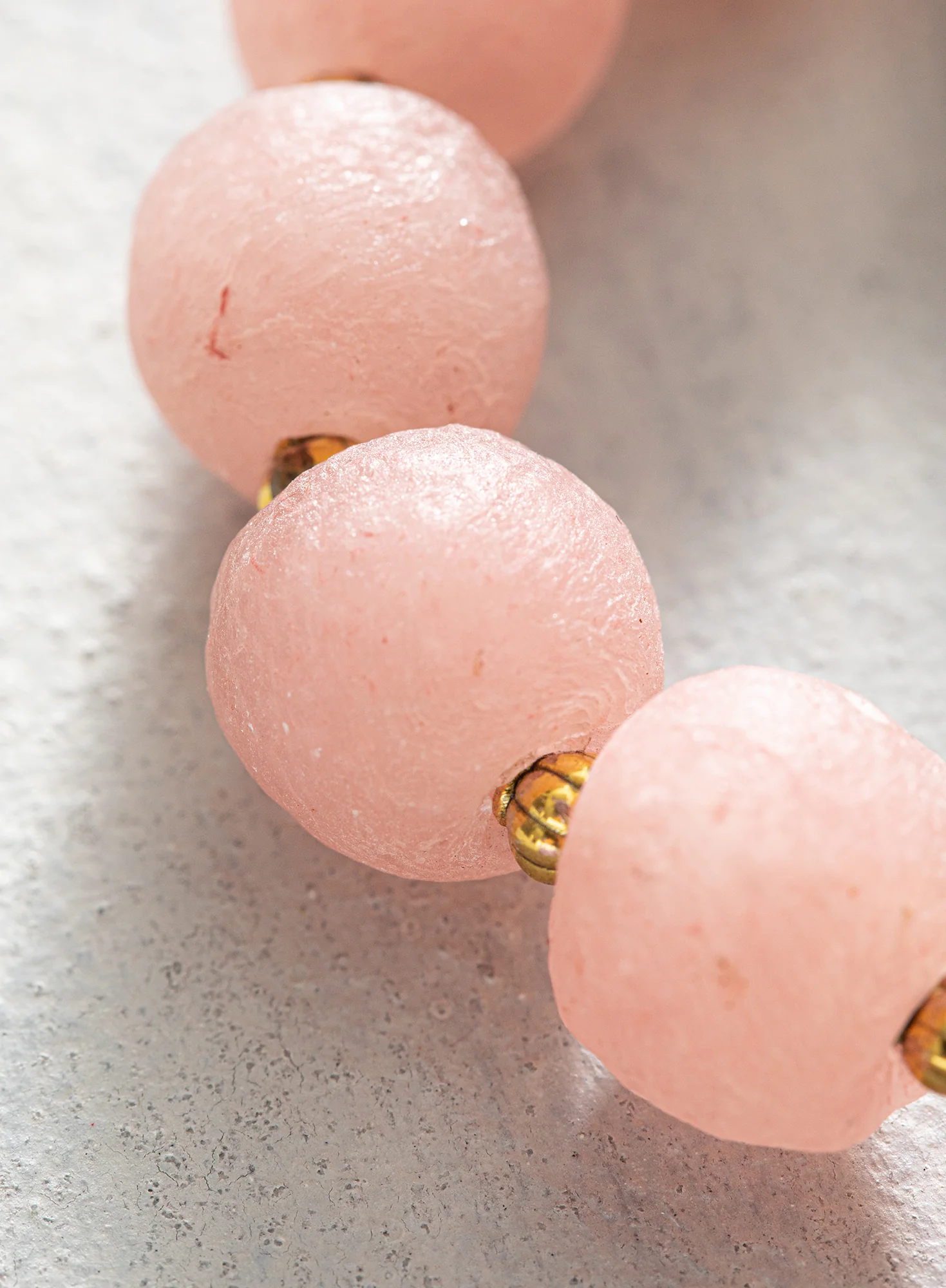 Pink Glass And Brass Stretch Bracelet - Image 2