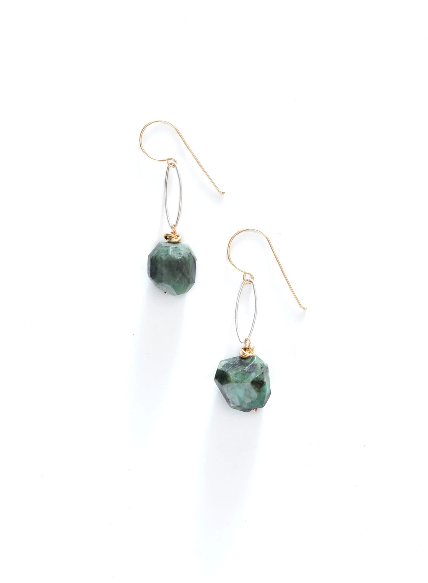 Rough-Cut Emerald Earrings