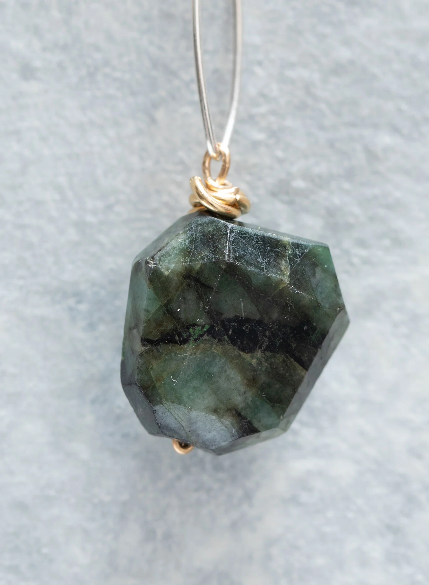 Rough-Cut Emerald Earrings - Image 2