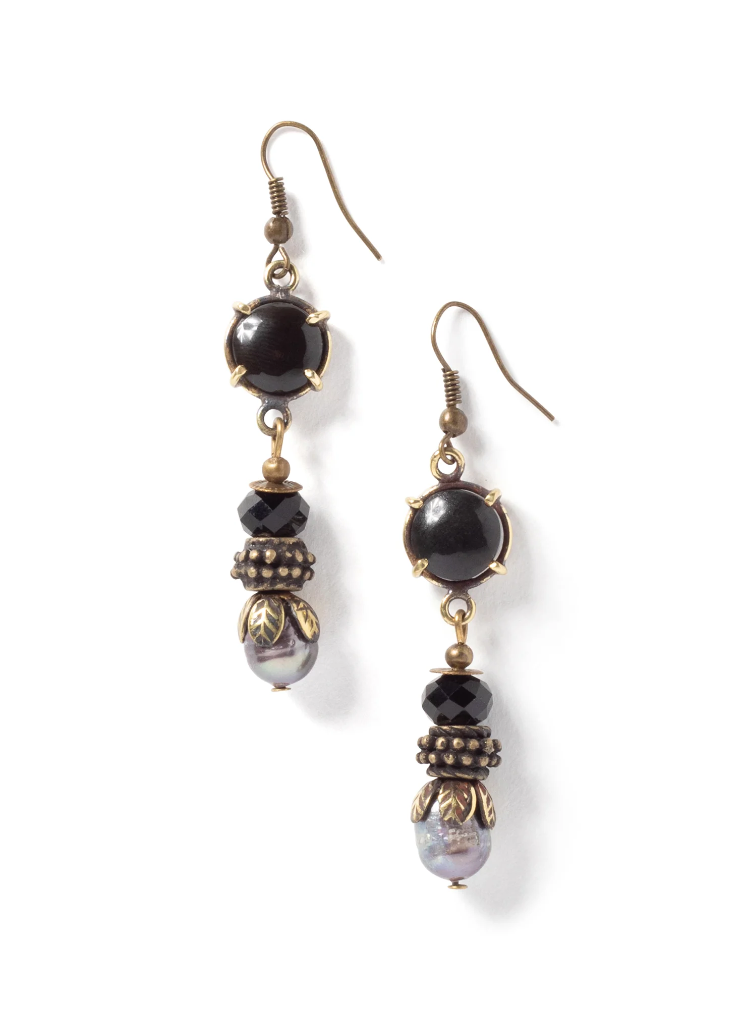 Stacked Bead Bronze Earrings