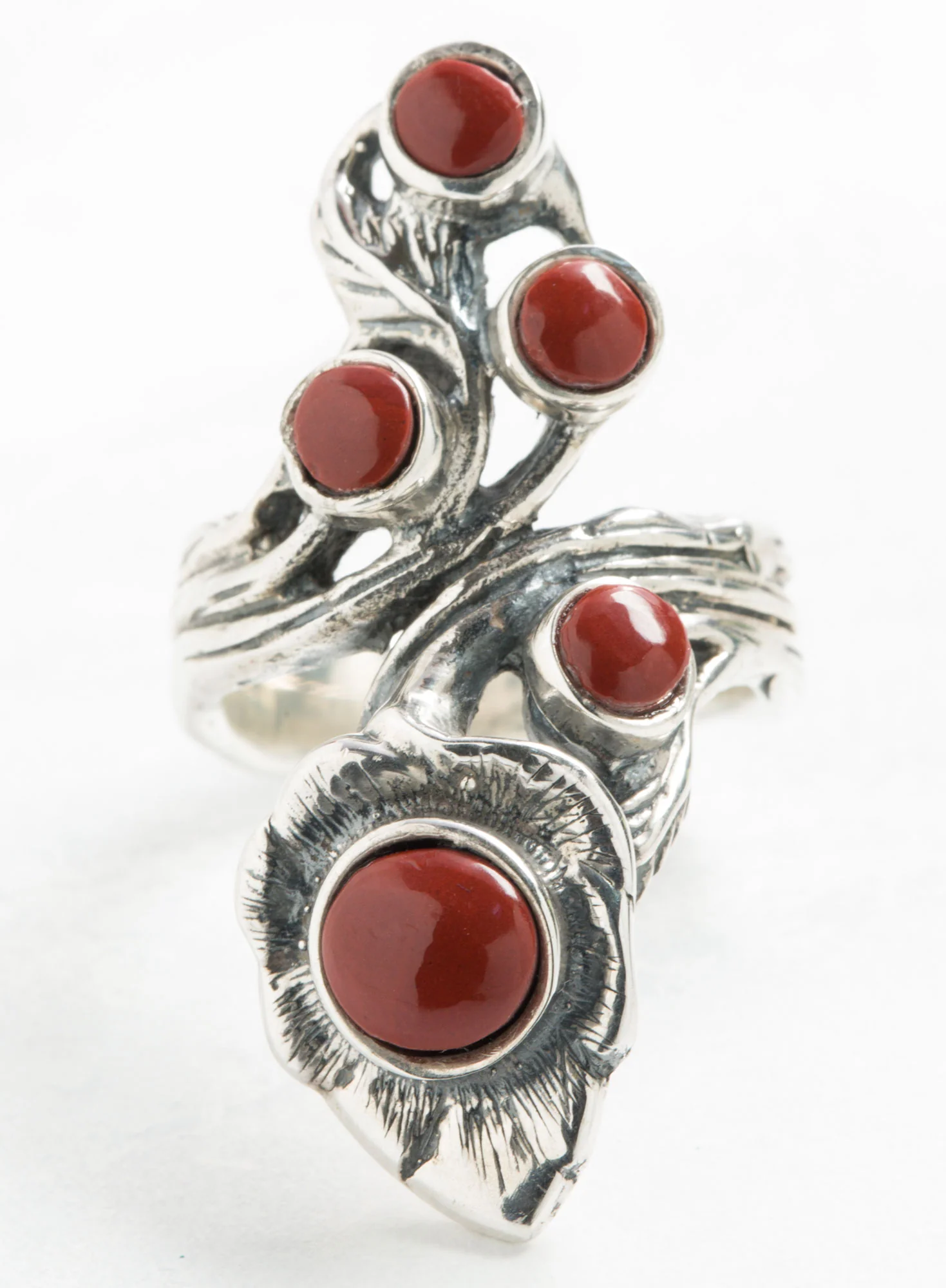Sterling Carnelian Vining Leaf Ring - Image 2