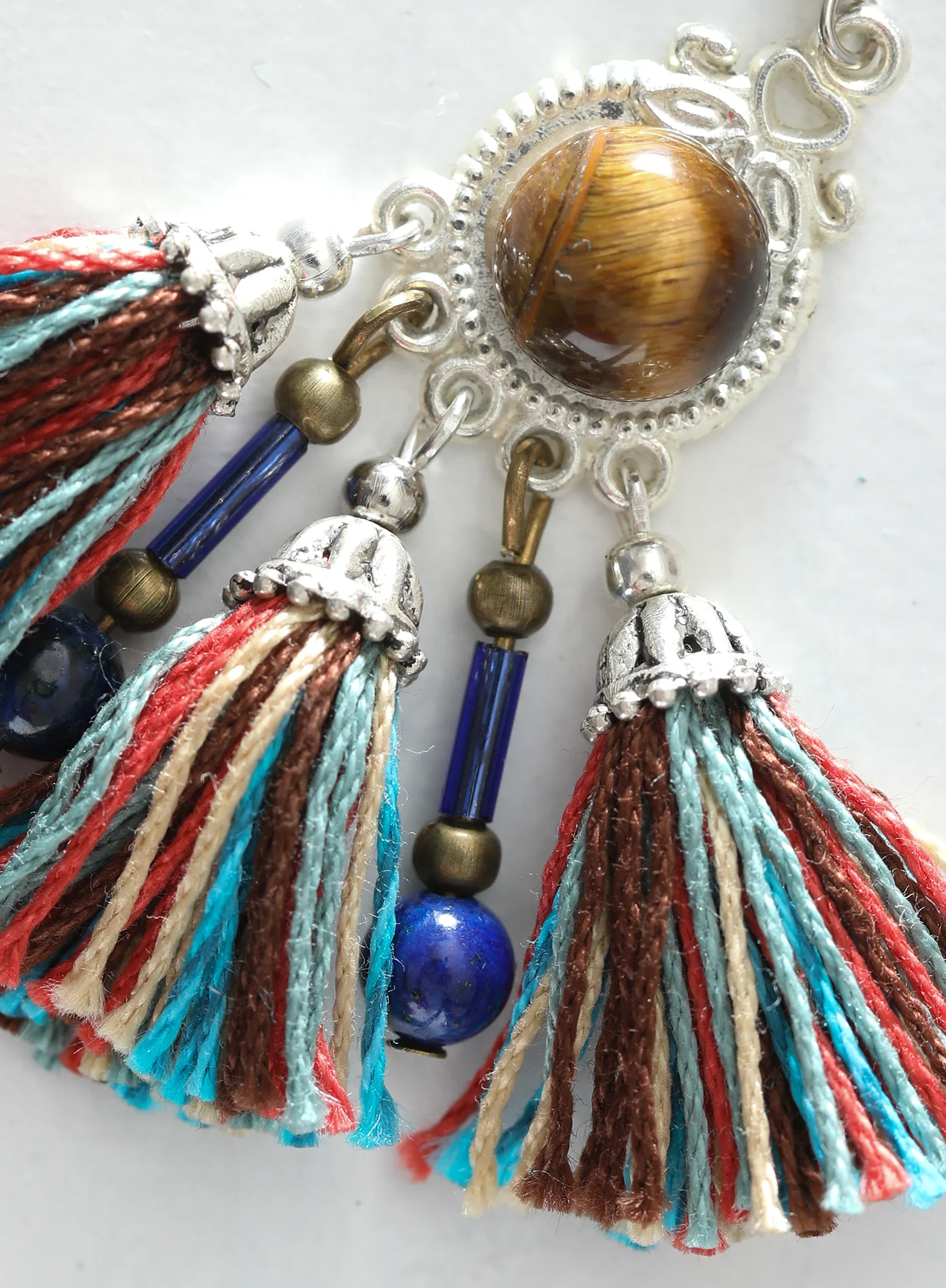 Tigers Eye Tassel Earrings - Image 2