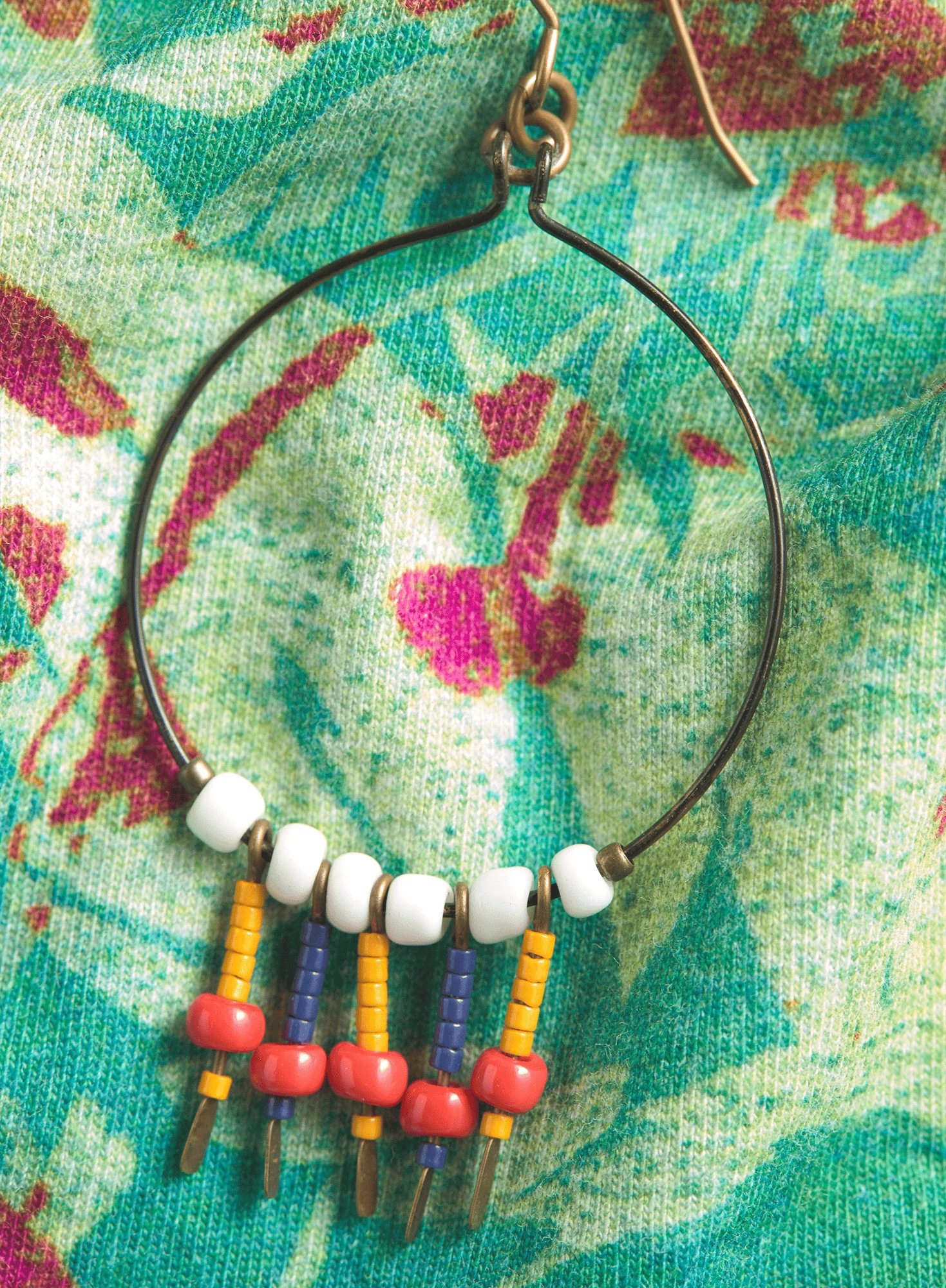Trade Bead Hoop Earrings - Image 3