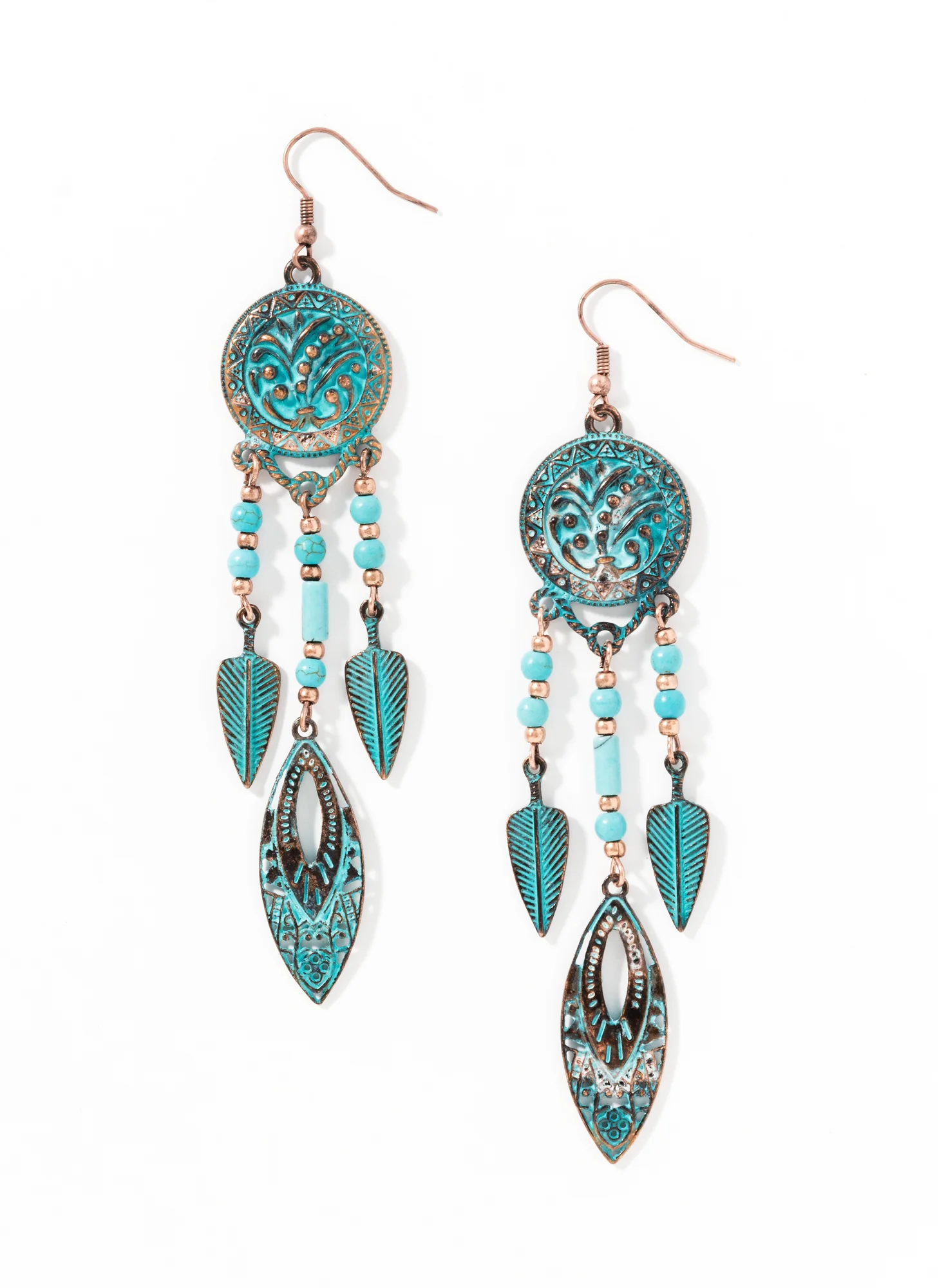 Verdigris Feathers Earrings