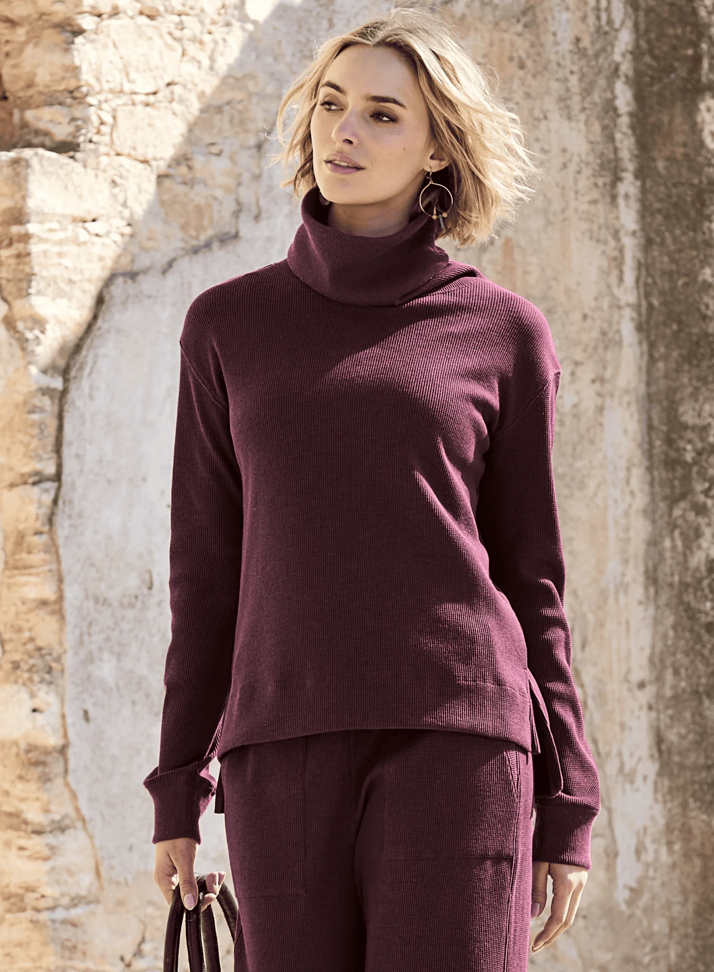 Waffle Cowl Neck Top - Image 4
