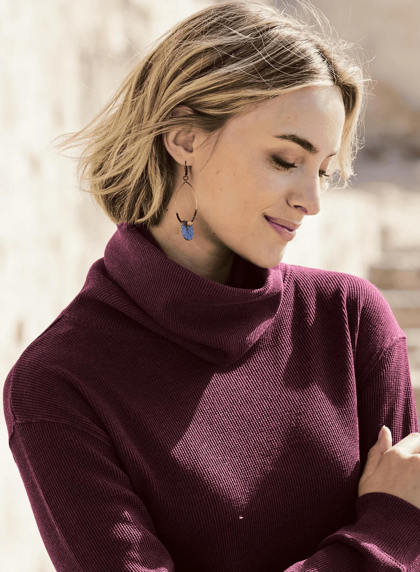 Waffle Cowl Neck Top - Image 5