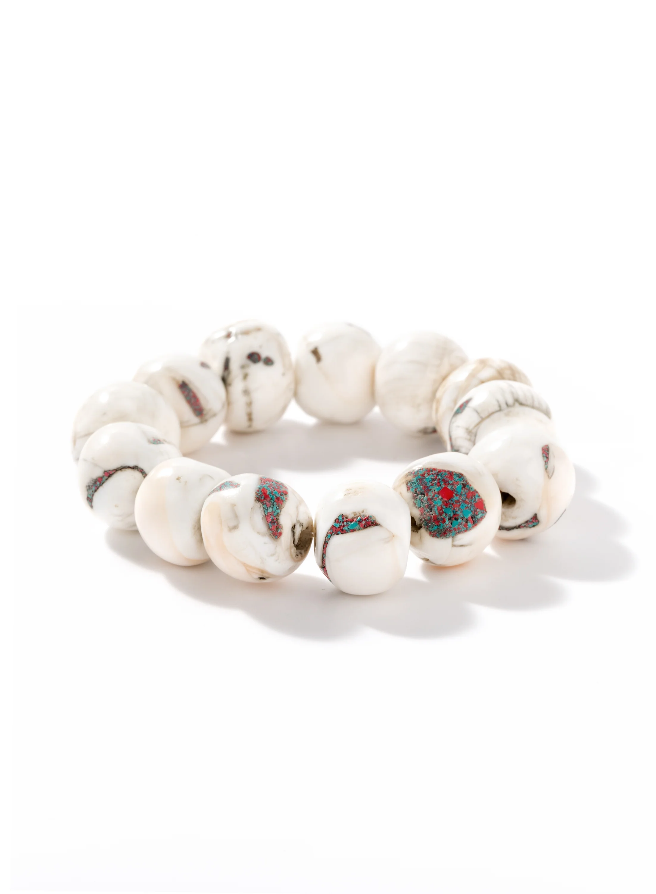 White Bead Stretch Bracelet