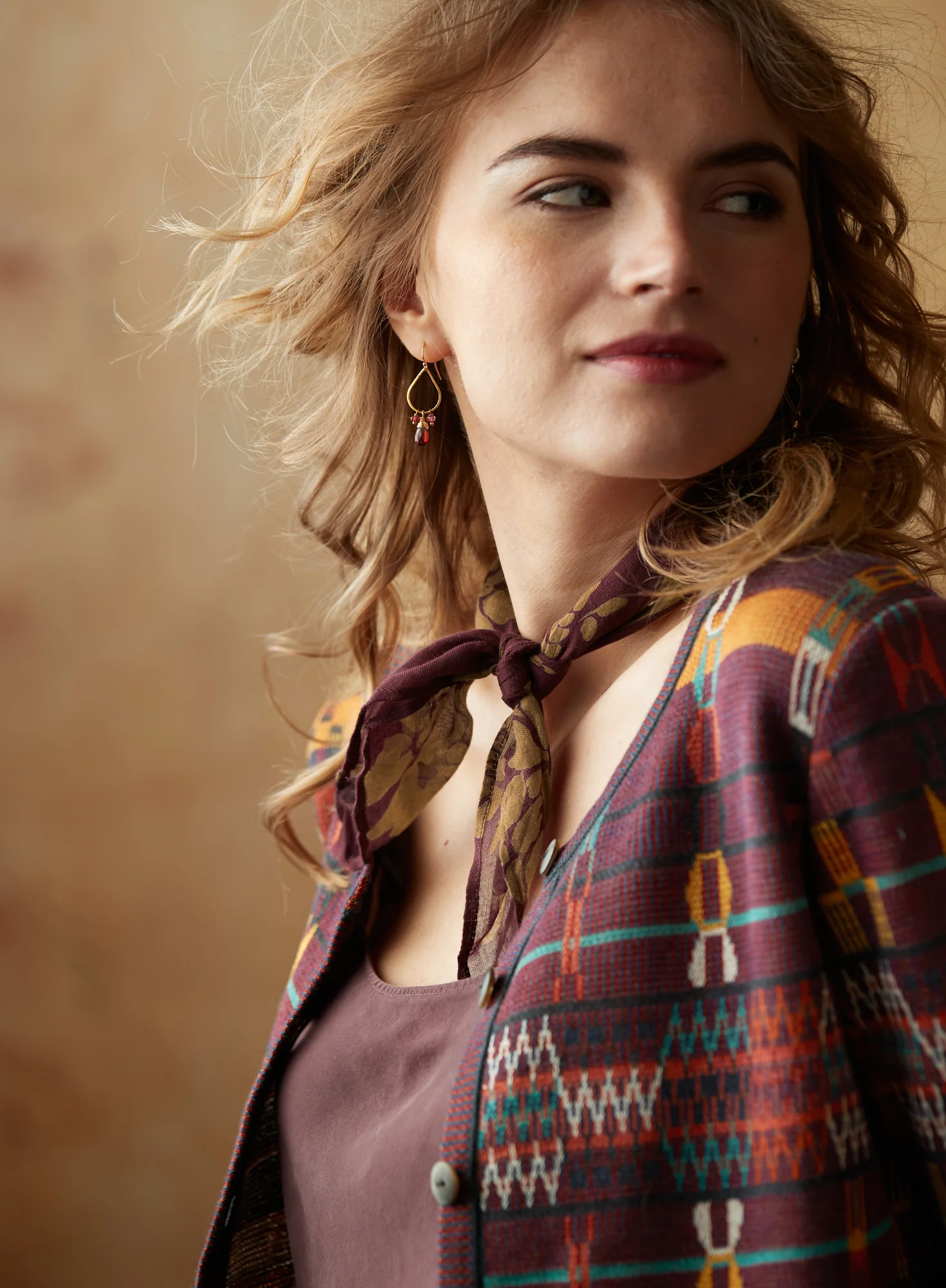 Wine And Gold Floral Scarf - Image 3